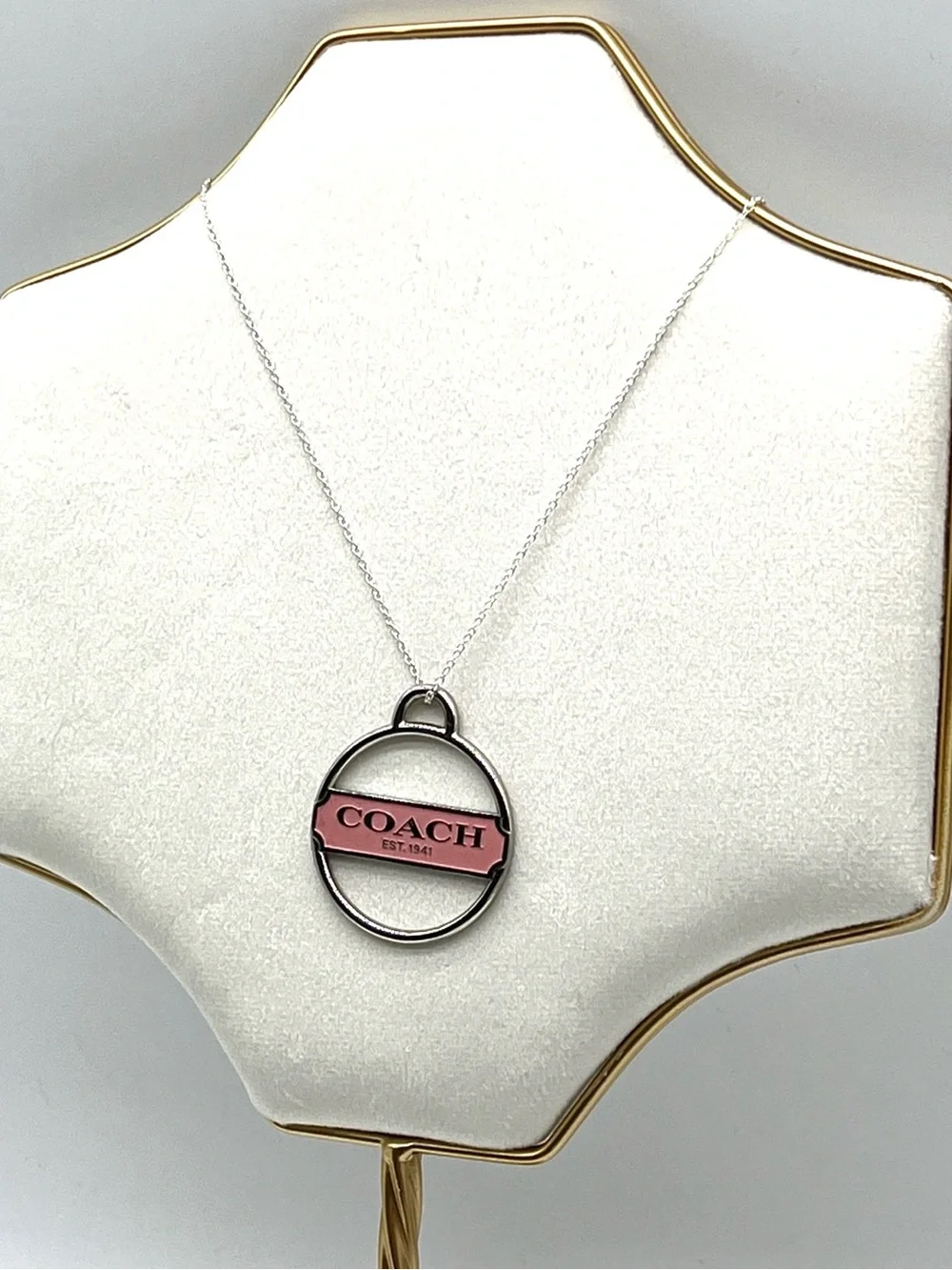 Coach Vintage Pink Enamel Round Hang Tag / Bag Charm